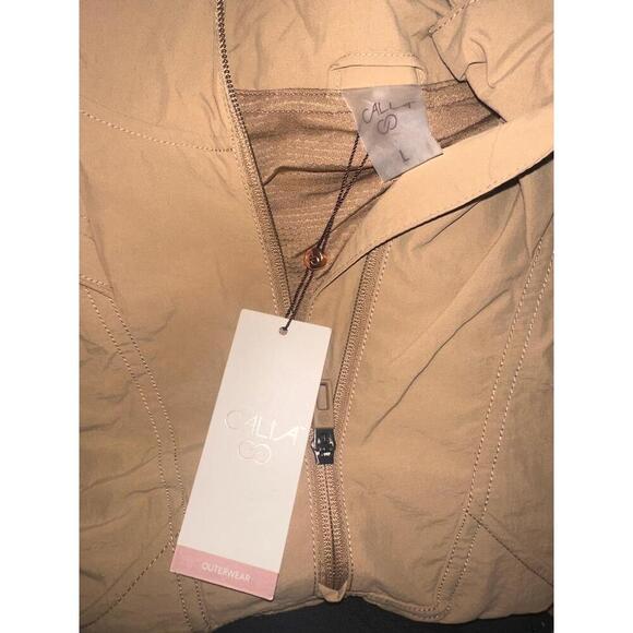 CALIA Hooded Windbreaker Womens L Tan Brown Pullover Anorak Water Repellent Spor - Picture 8 of 8